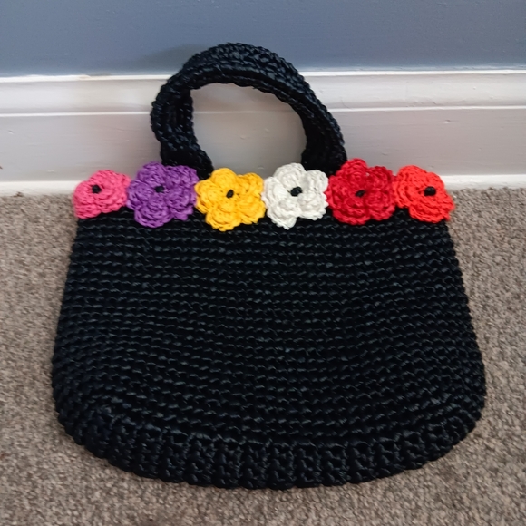 Vintage Neiman Marcus Woven Raffia Flower Handbag Made in Italy - Picture 9 of 9